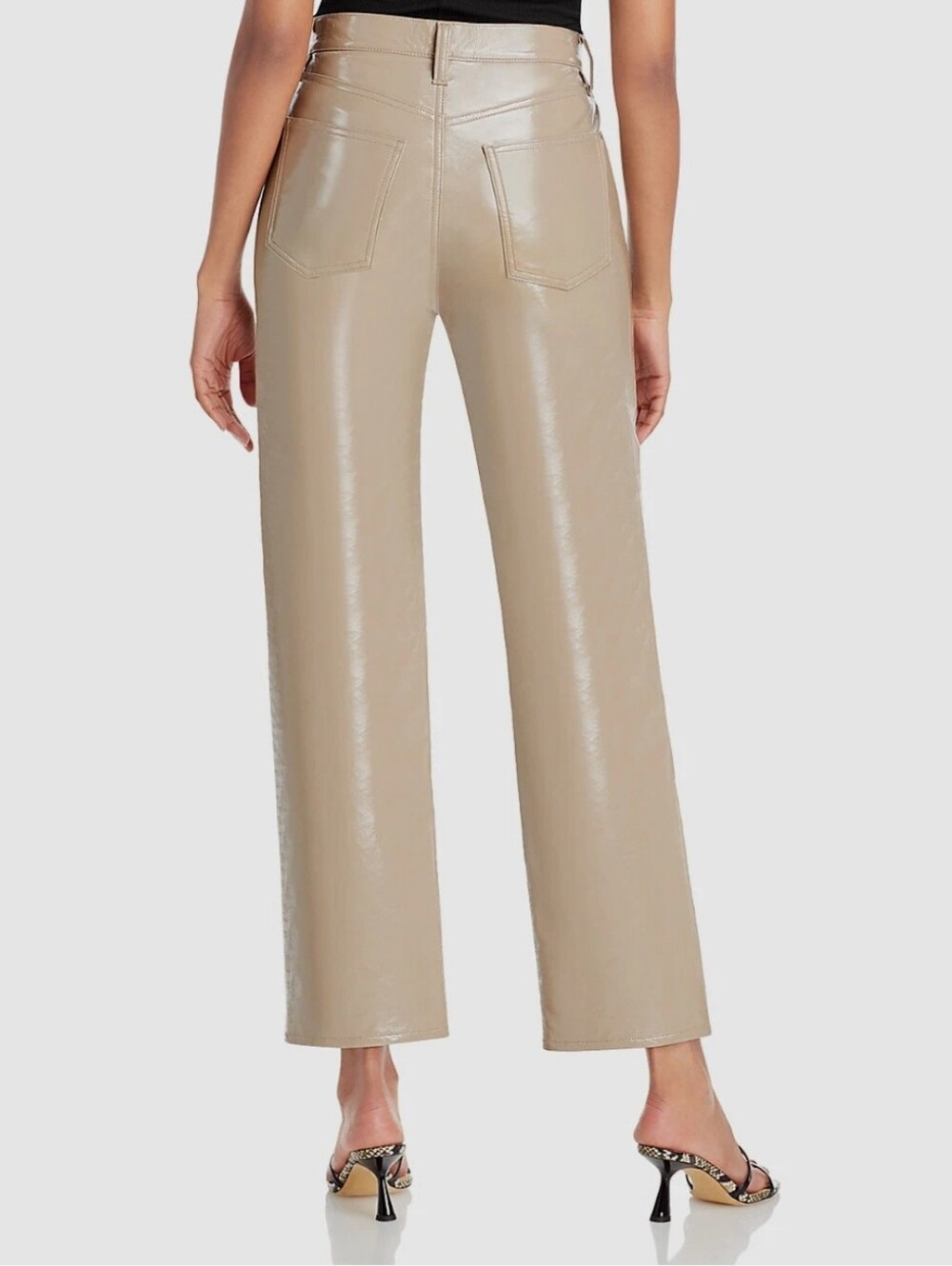 Agolde Womens Beige Pinch Waist Leather Blend Jeans Pants Size 28 - Picture 13 of 16